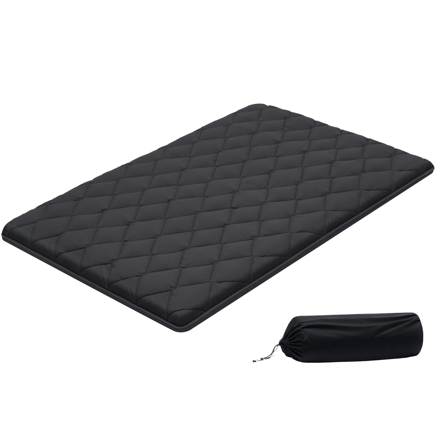 VEVOR Japanese Floor Mattress Full, 3.5" Thick Futon Mattress, 100% High Density Comfortable Foam, Foldable Tatami Mat with Storage Bag, Sleeping Pad for Camping Dormitory Yoga, Black