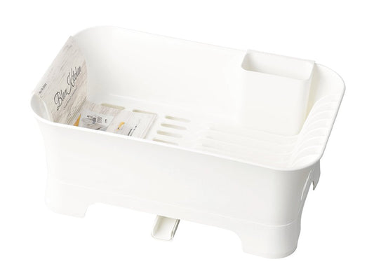 Pearl Metal HB-3664 Tableware Drainer Basket, Drainer Tray, Made in Japan, Plastic, Blanc Kitchen, White, Approx. Width 9.4 x Depth 14.4 x Height 5.9 inches (24 x 36.5 x 15 cm), Not Including Pocket