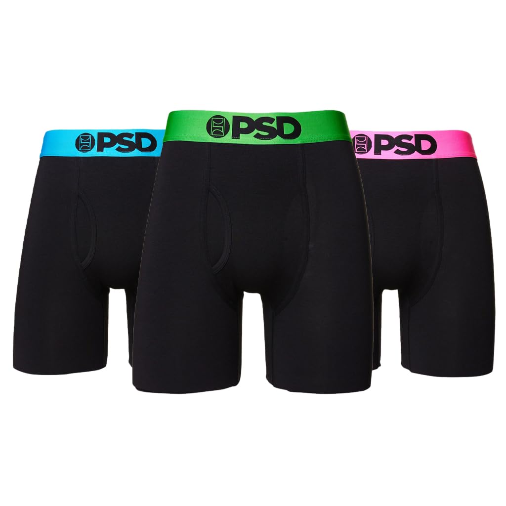 PSD Mens Underwear Neon Modal Boxer Brief 3 Pack, M