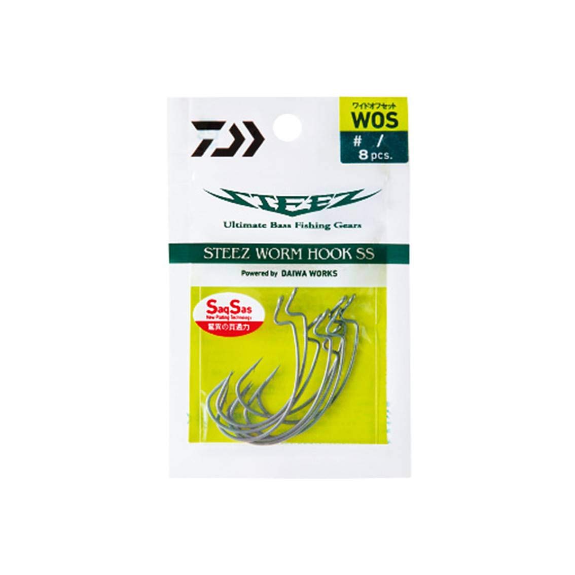 Daiwa #3/0 Wide Offset Steez Saxus Worm Hook for Bass