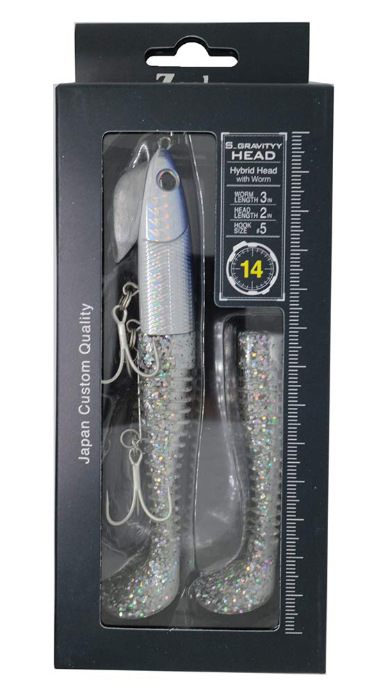 ZEAKE Worm Surf Gravity Head, 0.5 oz (14 g) #009 Silver Bait Glowberry