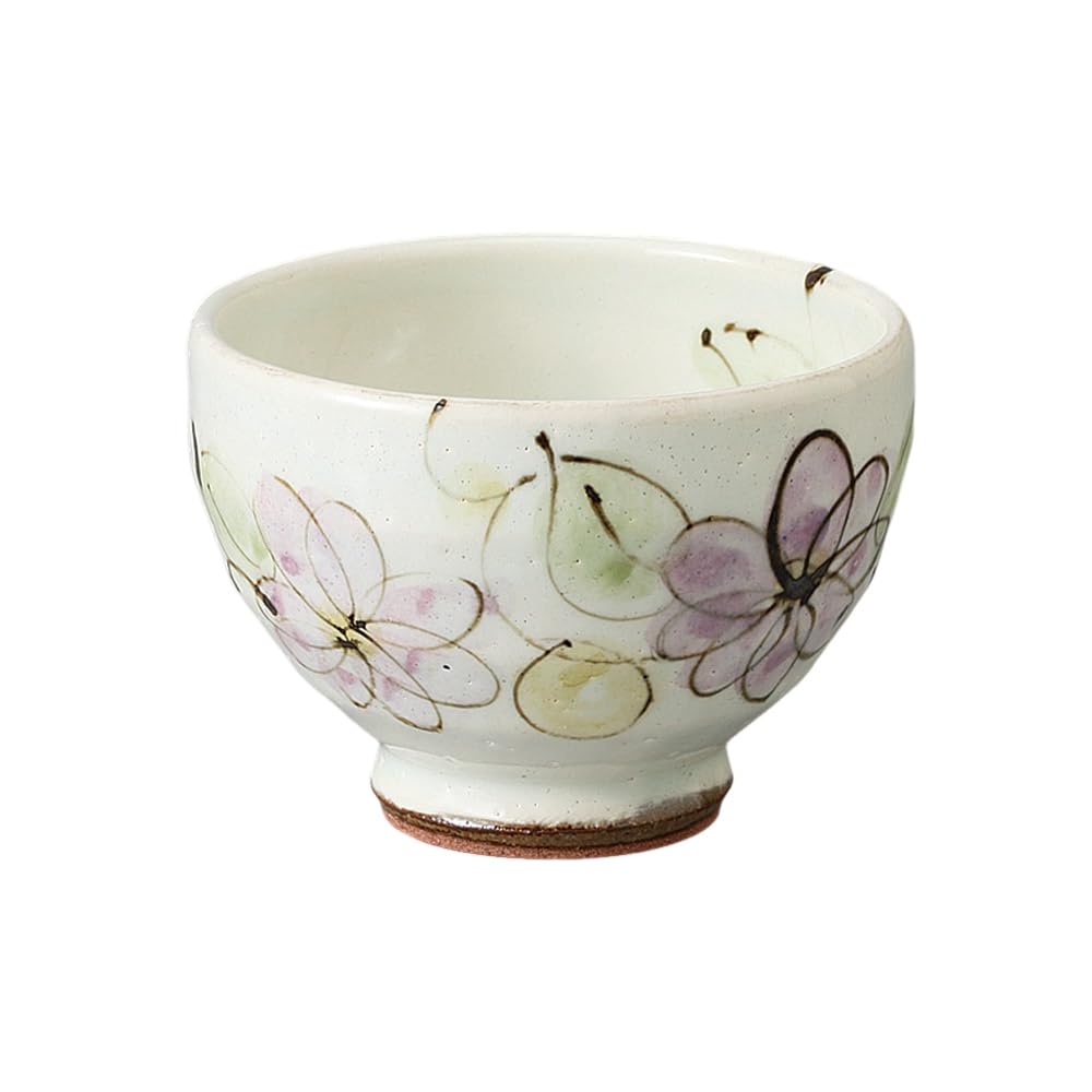 Ale-net Ippuku Bowl, Tea Cup, 3.8 x 2.9 inches (9.8 x 7.3 cm), Kohiki Lilac Small Flower Round, Matcha Bowl, Cafe Bowl, Mino Ware, Made in Japan