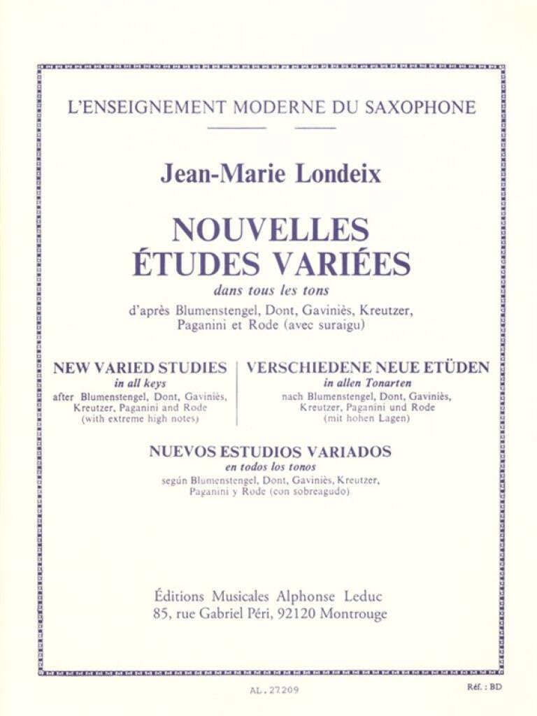 JEAN-MARIE LONDEIX - NOUVELLES ETUDES VARIEES, POUR SAXOPHONE