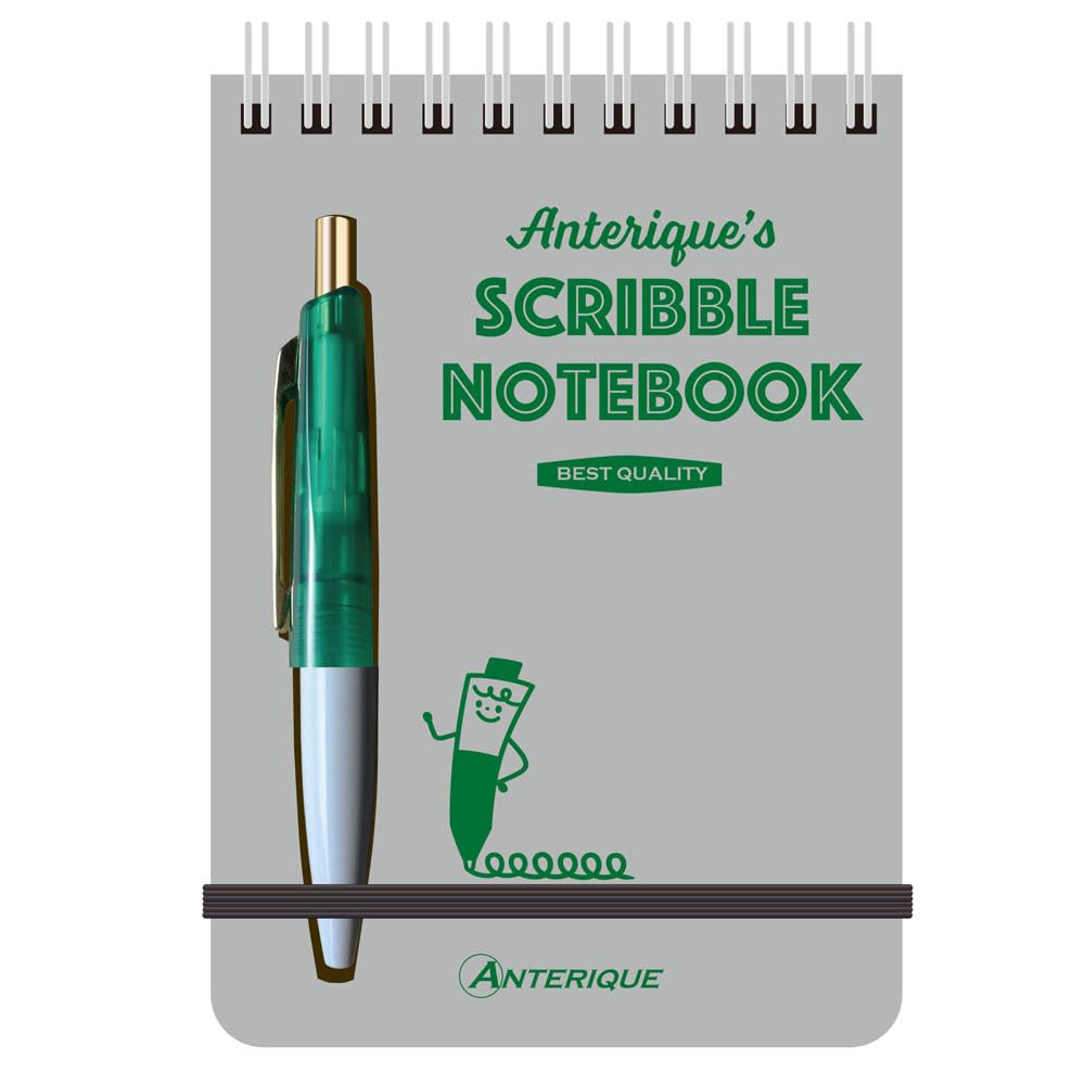 Anteric ME7R-G Scripble Notebook, with Ballpoint Pen, Green