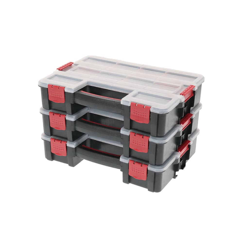 Jefcom SPTB-3130 Stacking Parts & Tool Box, 3 Cases (Connectable), 1 Case 12.4 x 2.6 x 8.9 inches (315 x 66 x 225 mm)