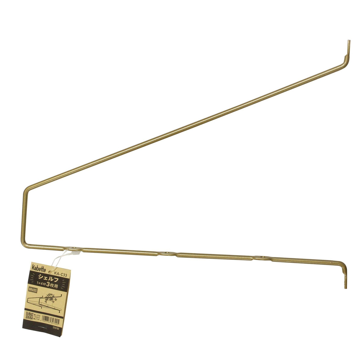 Waki Sangyo Kabette Wall Storage Shelf, Brass, 1 x 4 Material, for 3 Shelves