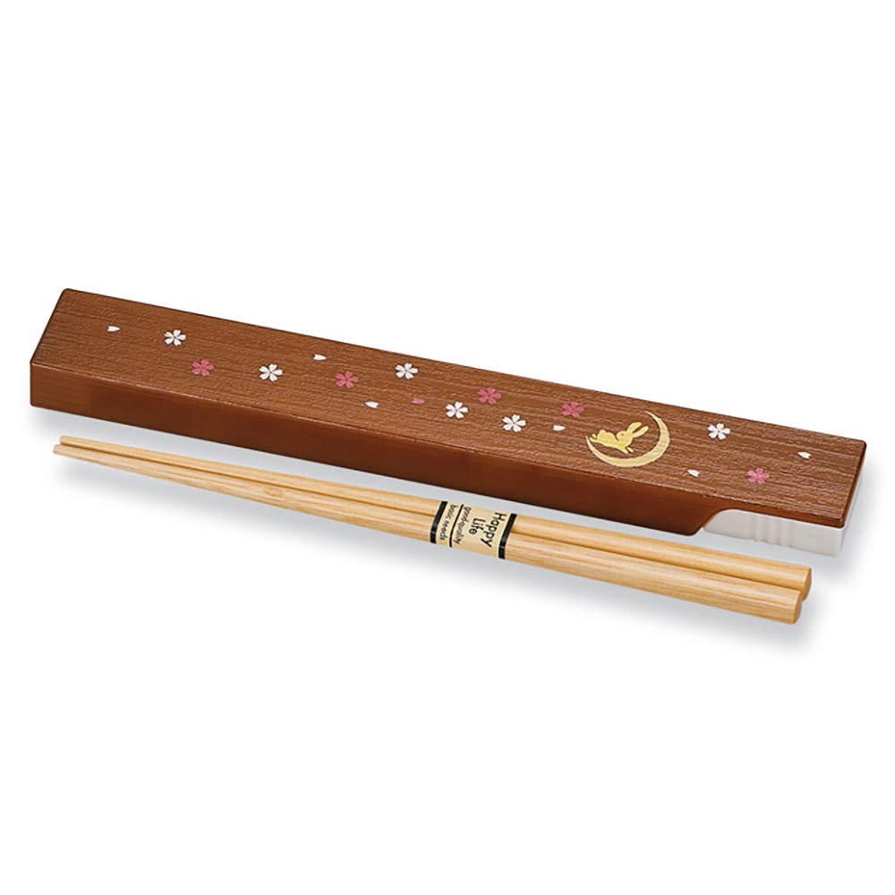 Mitani M17094-8 Yamanaka Lacquerware Chopsticks Brown 18 cm Mountains Coat Chopsticks Box Set Moon Rabbit Pattern