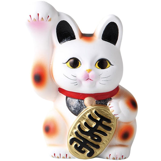 Ale-net Figurine, W27.6 x D3.0 x H5.3 inches (70 x 7.5 x 13.5 cm), Maneki Neko No. 4, Mango (Black and White) Ceramic, Tokoname Ware, Made in Japan