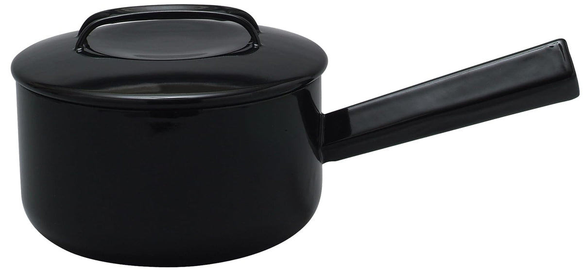 Nodahoro NOM-17NBK Saucepan, 6.7 inches (17 cm), Enameled Gas Fire/Induction Compatible, Single Handled Pot, Made in Japan, Black