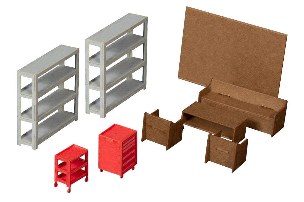 PLUM PP126 Factory Interior Set, 1/64-1/80 Scale, Unpainted Assembly, Papercraft