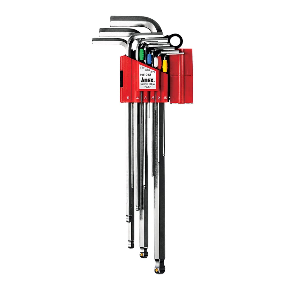 ANEX HB-1012 Ball Point Wrench, Long Type, with Mag Catch, Set of 12