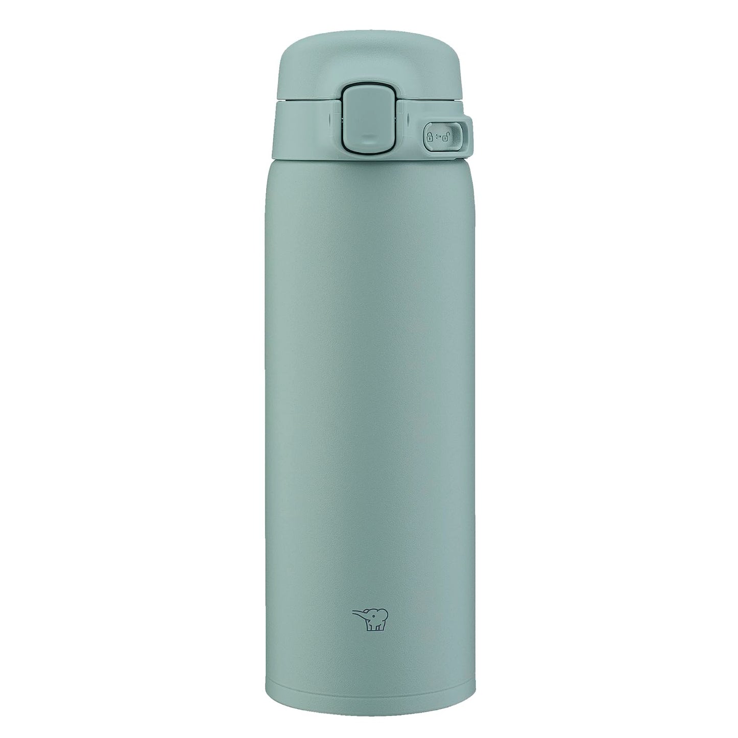Zojirushi SU-BA48-GM Water Bottle, 16.2 fl oz (480 ml), Easy to Clean, Dishwasher Safe, Seamless Stopper, Only 2 Pieces, Lightweight & Compact, Cold & Heat Retention, One-Touch Mug, Calm Green