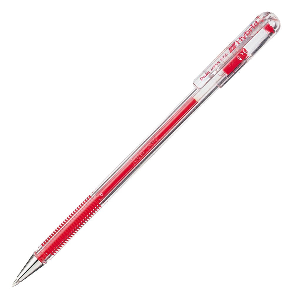 Pentel Gel Ballpoint Pen Hybrid, 0.5mm Tip, Red Ink (K105-GB)