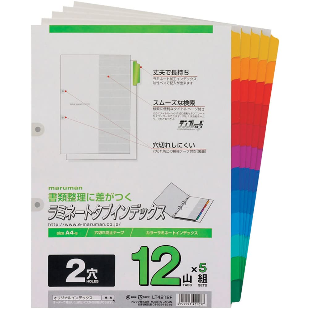 Maruman LT4212F Index A4 2 Hole Index Sheet, 12 Stacks, 5 Pairs, 1 Book