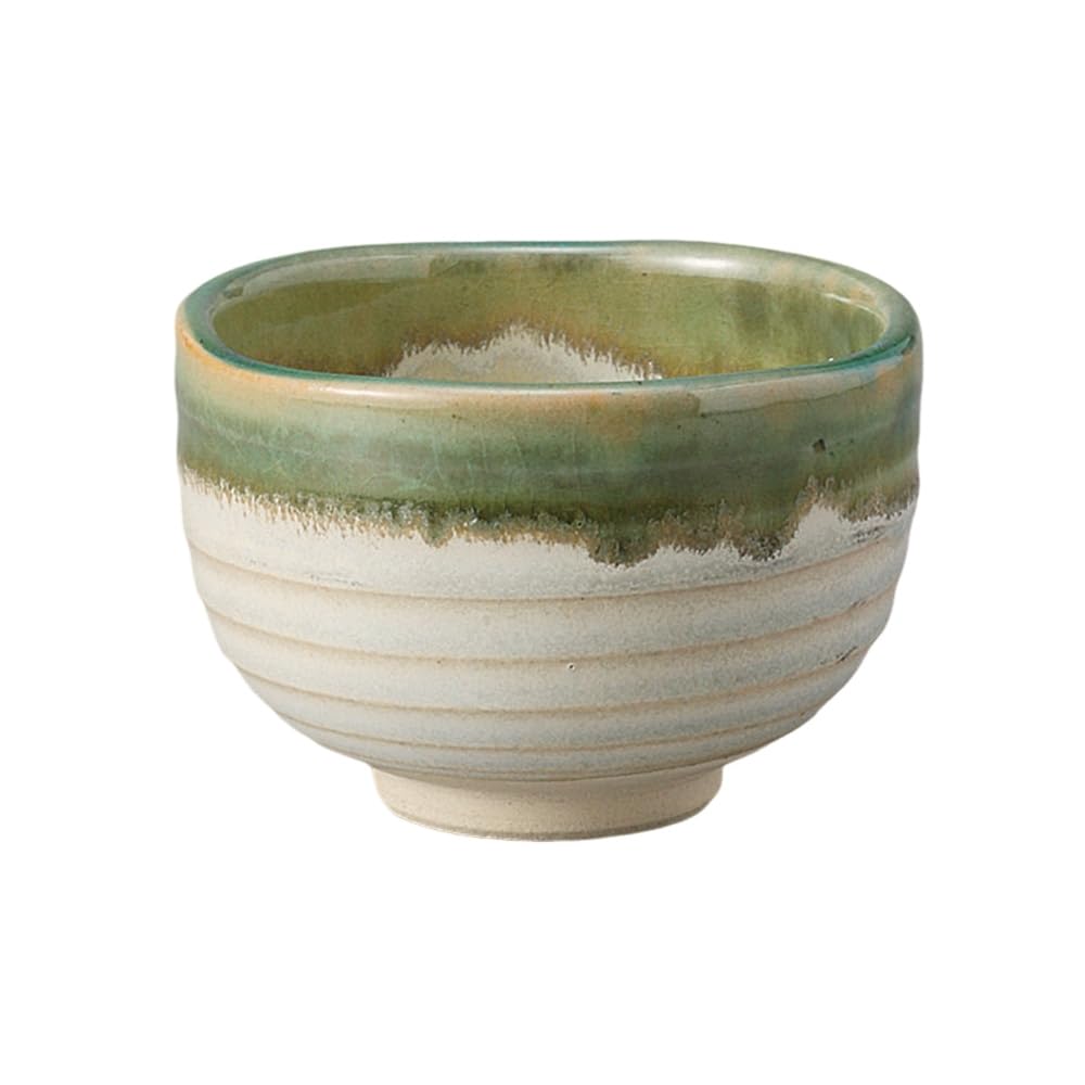 Ale-net Ippuku Bowl, Tea Cup, 3.8 x 2.6 inches (9.8 x 6.5 cm), 10.8 fl oz (300 cc), Loose Wave Rice Bowl, Matcha Bowl, Cafe Bowl, Mino Ware, Made in Japan