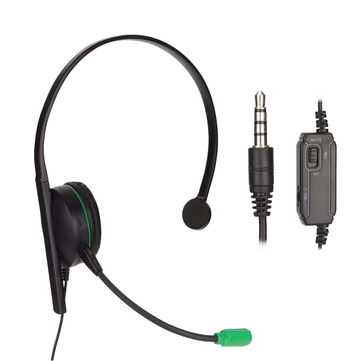Liccx Wired Headset, 3.5mm Single Ear Headphone Gaming Headset with Noise Cancelling Microphone for PC Computer Laptop Gaming, Plug and Play