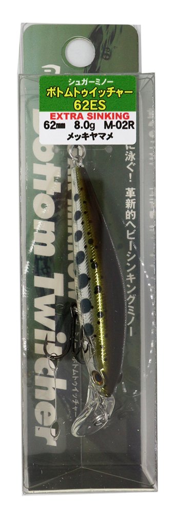 Bassday M-02R Minnow Sugar Minnow Bottom Twitcher 62ES, 2.4 inches (62 mm), 0.3 oz (8 g), Plated Yamame Lure