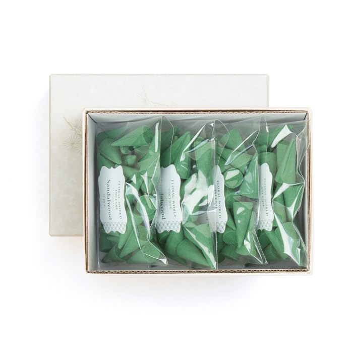 Floral World Sandalwood -Cone 120 Pieces Shoyeido Kyoto Japan 220174 Hana Sekai Byakudan