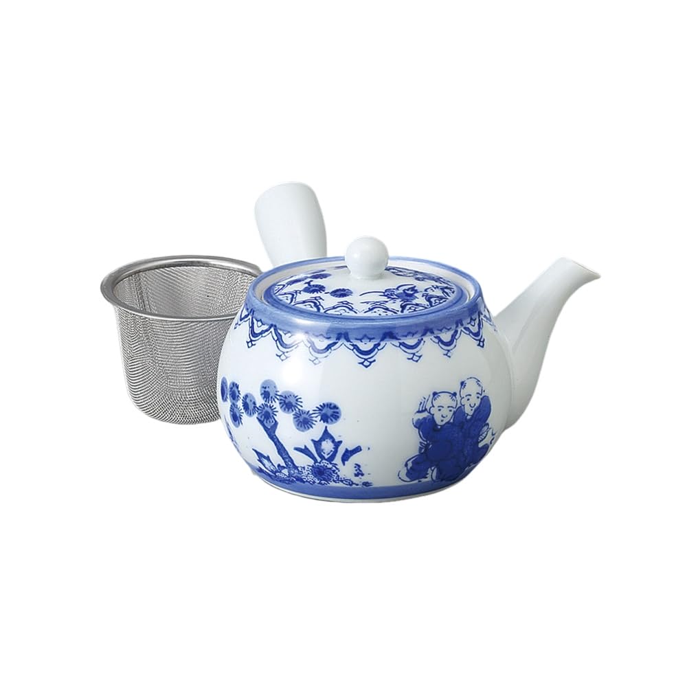 Ale-net Teapot Pot, 7.1 x 5.9 x 3.7 inches (18 x 15 x 9.5 cm), 13.5 fl oz (400 cc), Shintangko Medium Teapot (with Tea Strainer), Porcelain, Made in Japan