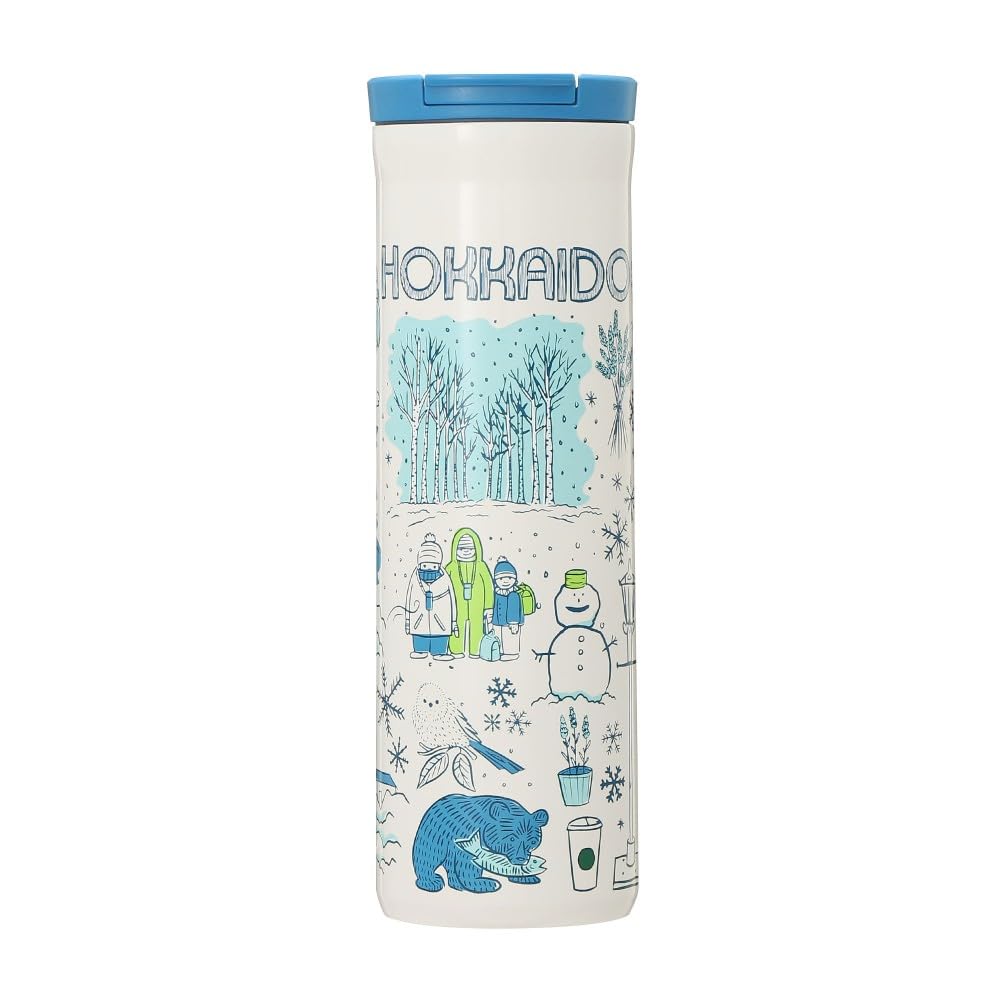 Starbucks 2021 Hokkaido Been There Series Stainless Steel Bottle, 16.5 fl oz (473 ml), Blue