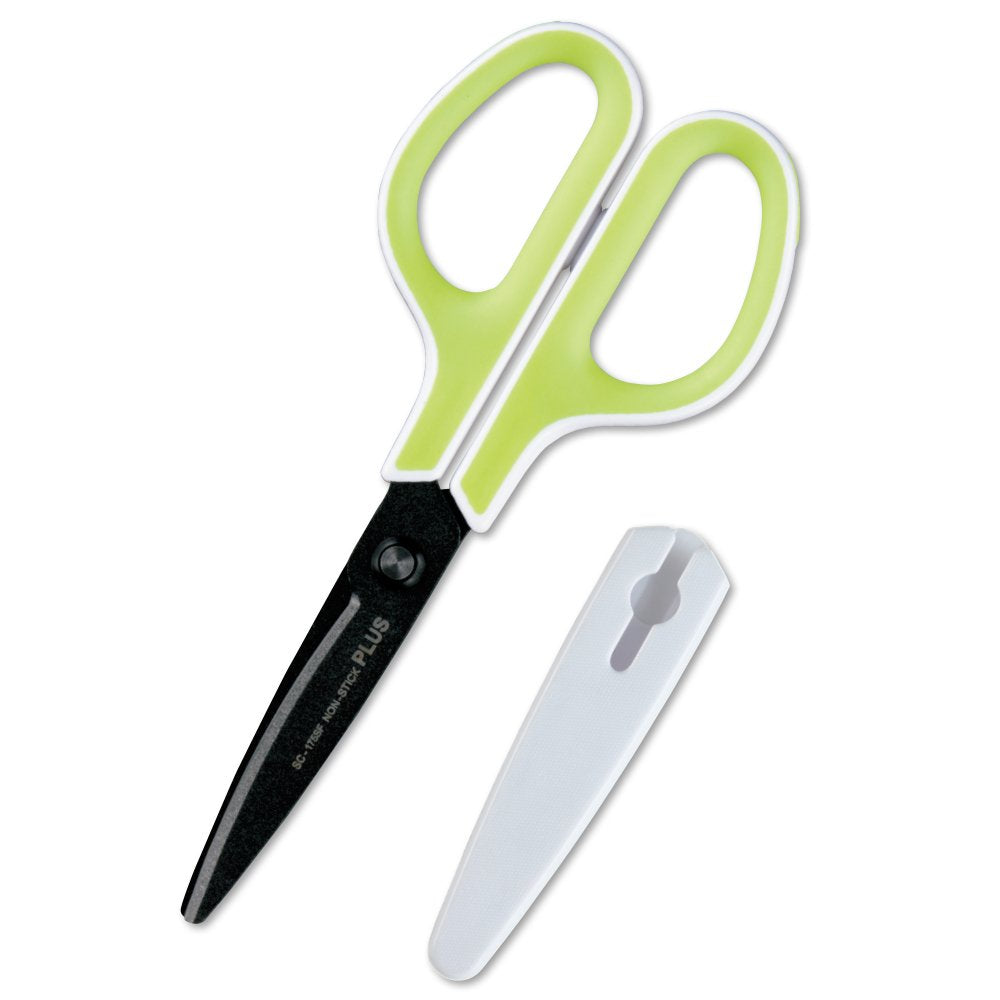 Plus Scissors SC-175SF Fit Cut Curved Fluorine Coated Memory Foam Grip White/Green 34-545