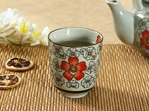 Nishida 120009 Tea Cup (Red Camellia), Home Restaurant, Commercial Tableware, Japanese Tableware