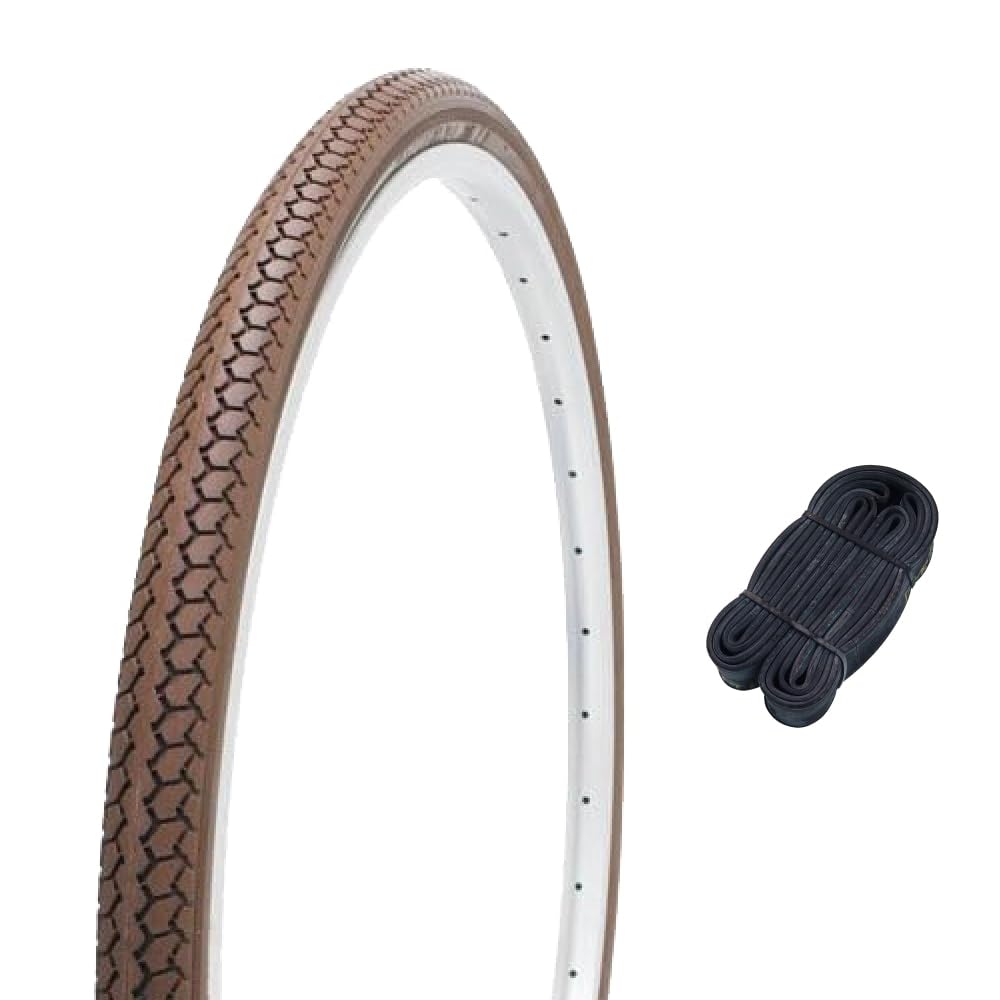 Shinko SR078 60161 26 Inch Bicycle Tires, 0.06 inch (1.5 mm) Extra Thick Tube Set, Deming L/L, 26 x 1 3/8, Brown