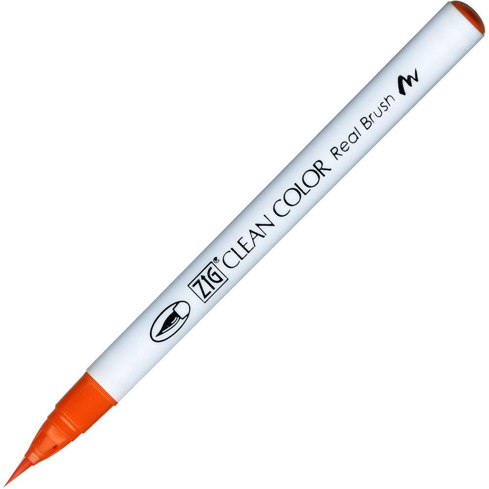 Kuretake ZIG Clean Color Real Brush Pen, Orange Ink