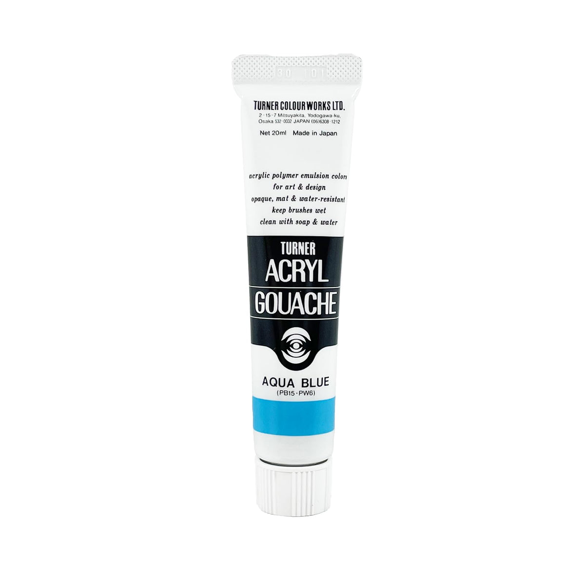 Turner Colour Works Acryl Gouache Artist Acrylic Paint - Single 20 ml Tube - Aqua Blue