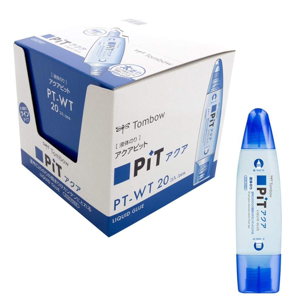 Tombow Pencil PT-WT-20P Liquid Glue, Aqua Pit, 20 Pieces