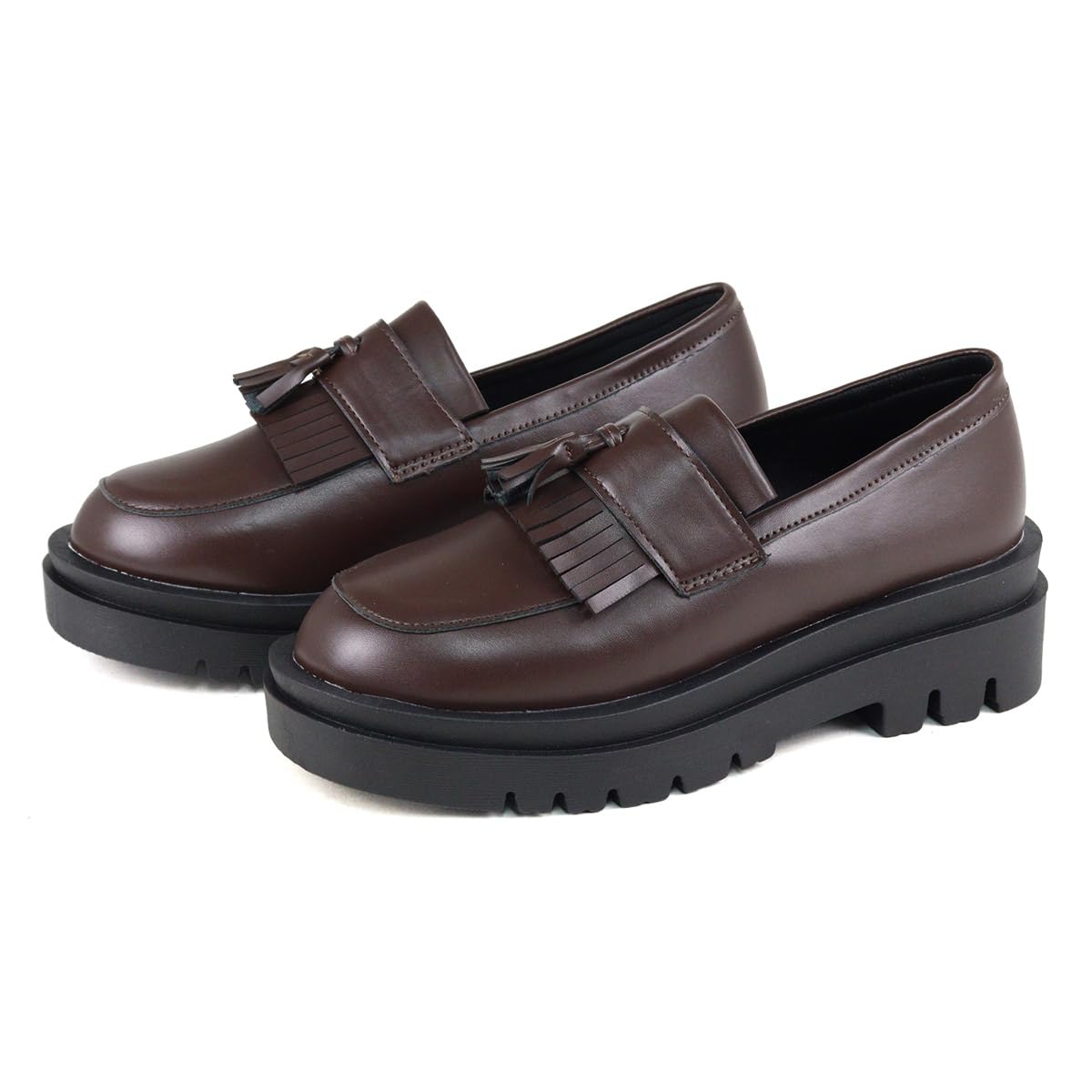 Liberty Doll 3052 Loafer, Tassel Loafer, Fringe, Manish, 2.2 inches (5.5 cm), Thick Sole, U-Tip, Unisex, Dark Brown, 24.5 cm
