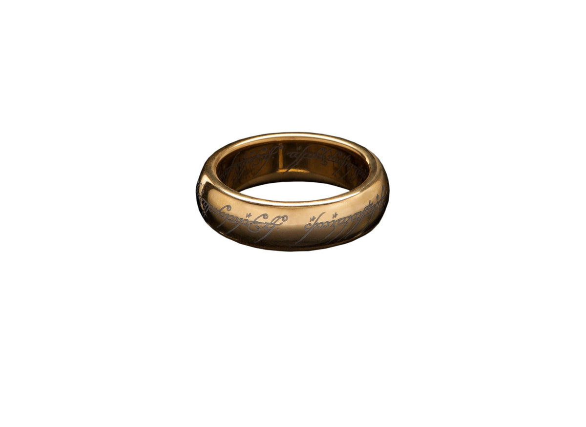 Weta Workshop - Lord of The Rings - LOTR™ The One Ring™ (Gold Plated Tungsten with Elvish Runes), Size 11