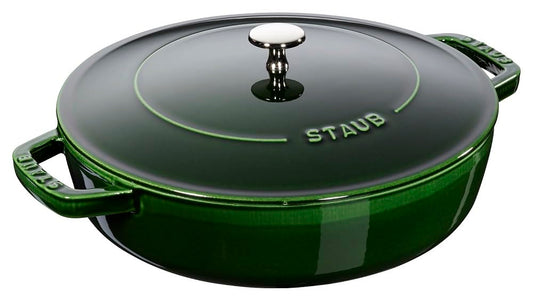 Staub 40511-479 Braiser Saute Pan, Basil Green, 9.4 inches (24 cm), Double-Handed, Cast Iron, Enameled Pot, Shallow Type, Sukiyaki, Induction Compatible