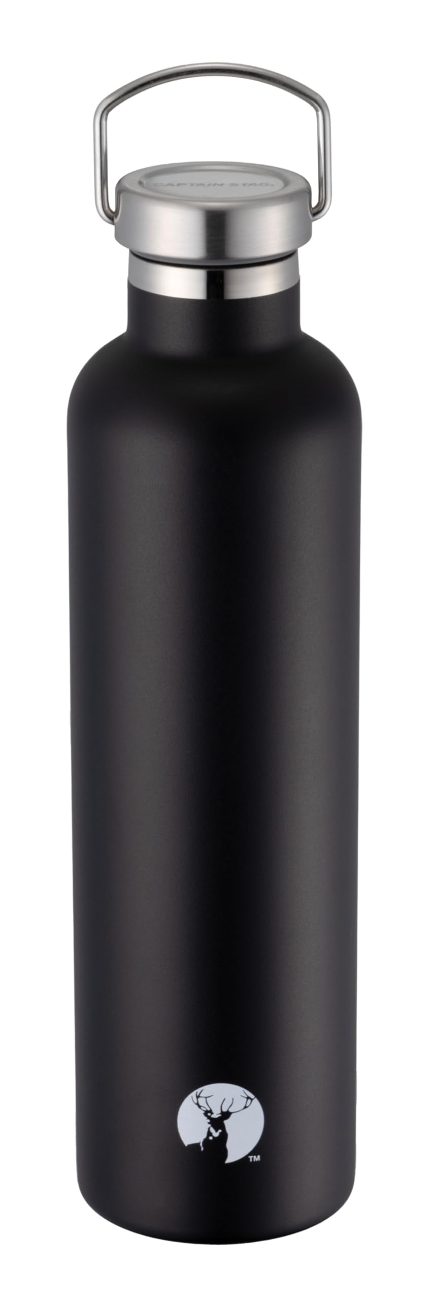 Captain Stag UE-3666 Sports Bottle, Direct Drinking, Double Stainless Steel, Vacuum Insulated, Cold Retention, New HD Bottle, 33.8 fl oz (1,000 ml), Black
