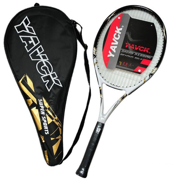 Pre-strung Hard Tennis Racket with Case for Beginner to Intermediate Players 27" Adult General Men Women Junior Carbon & Aluminum Beginner Hard Tennis Racket Entry Model for Beginners Parent-Child