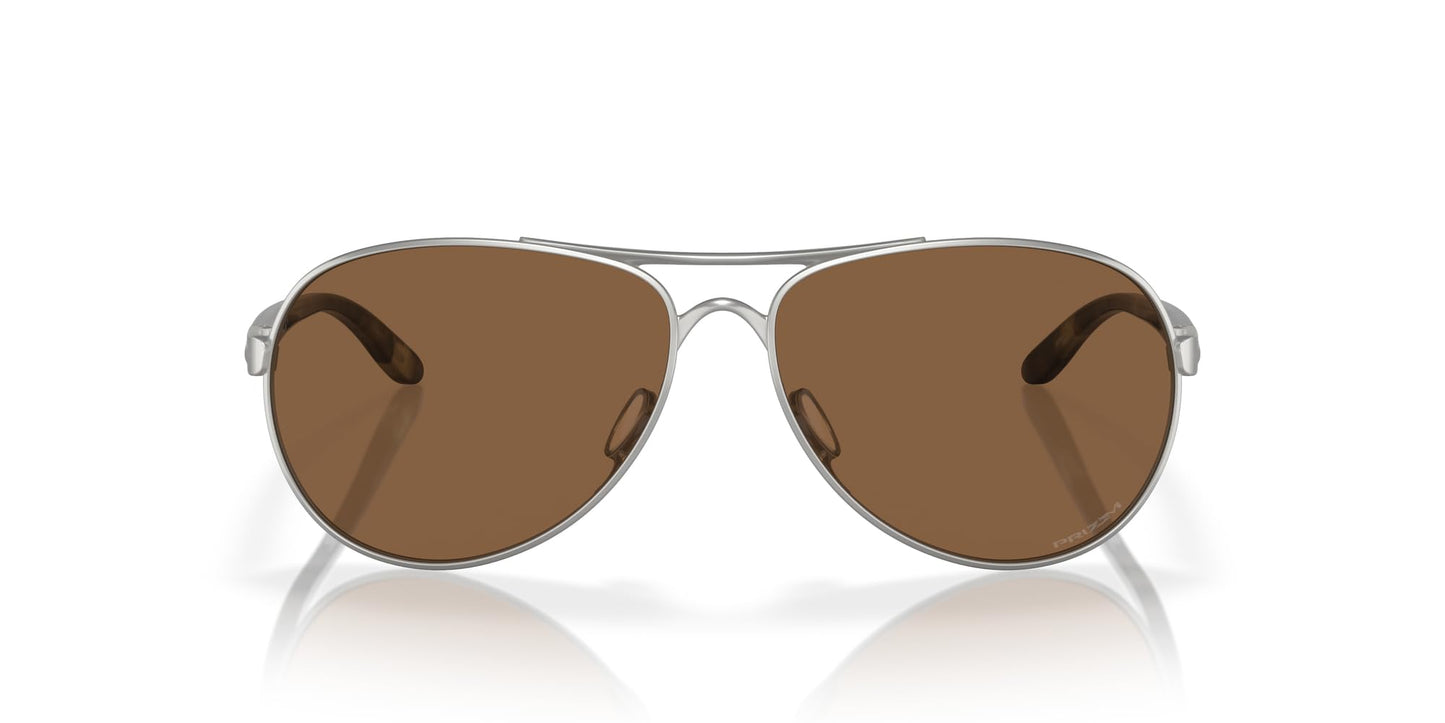 Oakley Woman Sunglasses Satin Chrome Frame, Prizm Bronze Lenses, 59MM