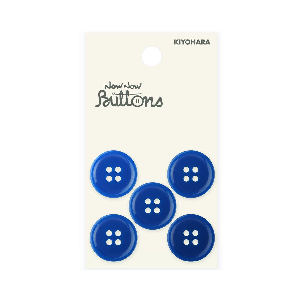 KIYOHARA NWN4086 Now Now Button Color Buttons, 4 Holes, 5 Pieces, Diameter 0.7 inches (18 mm), Flower Navy Blue