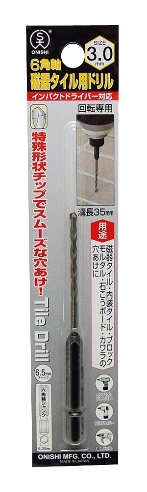 ONISHI Hexagonal Shank Drill for Tile NO30-30