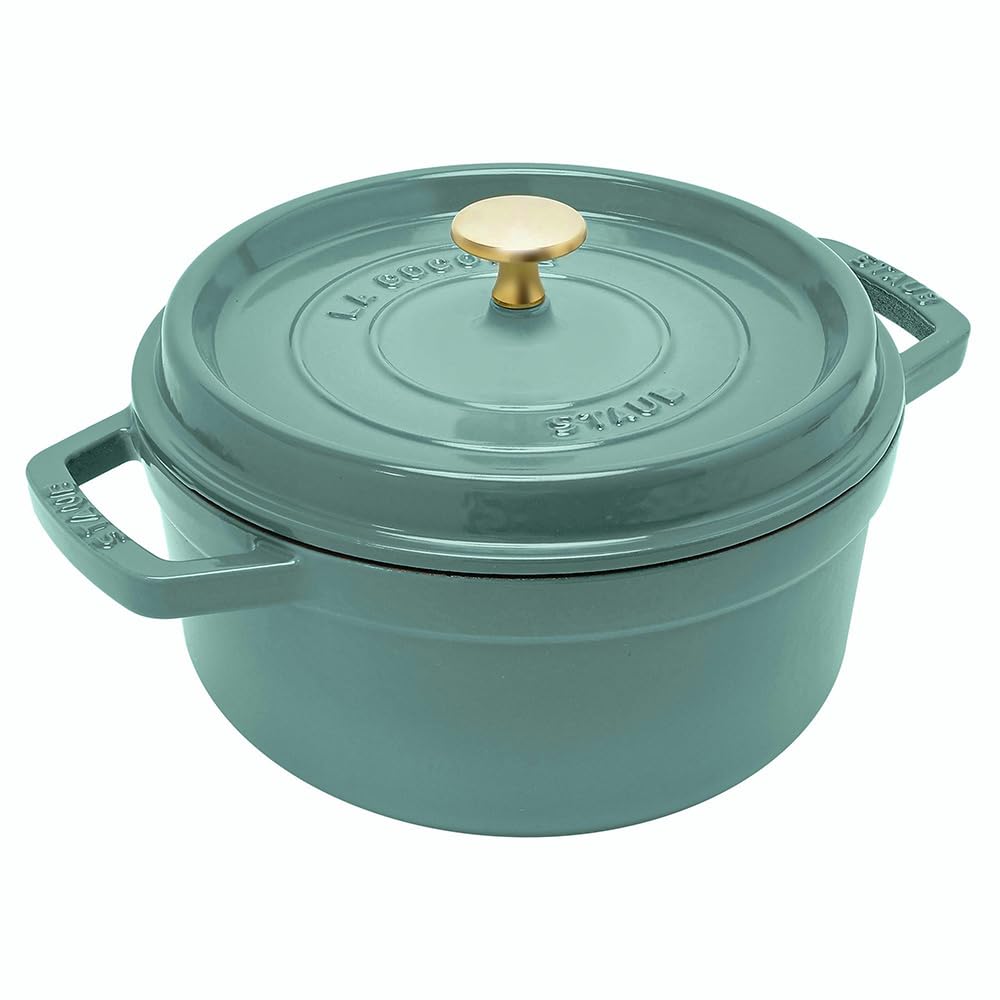 Staub La Cocotte Round Z1025-321 Pico Cocotte Round Eucalyptus 8.7 inches (22 cm) Handed, Cast Iron Pot, Induction Compatible