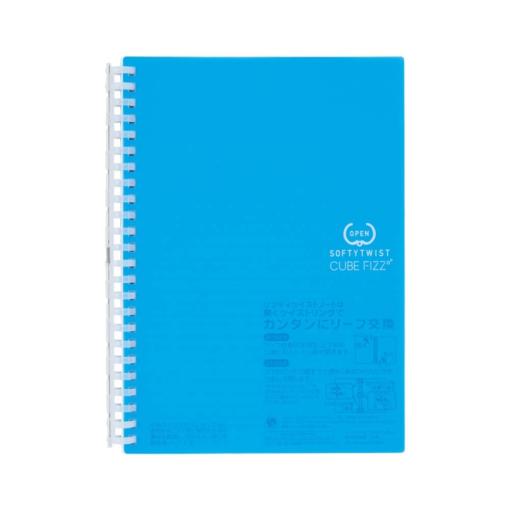 Lihit Lab N2641-8 Open Ring Notebook, Twist Notebook, A5, Softy, 24 Holes, Blue