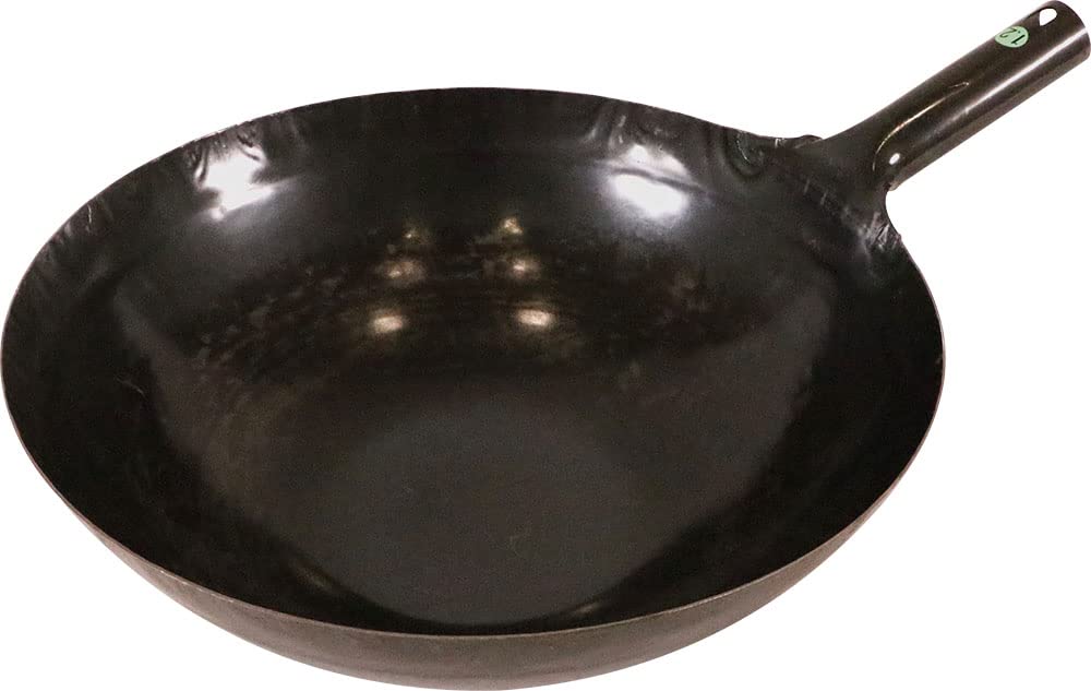 Yamada kan 62-3812-74 Carbon Steel Wok [Made in Japan] Round Bottom 14.17" (36cm) Thick 1.2mm
