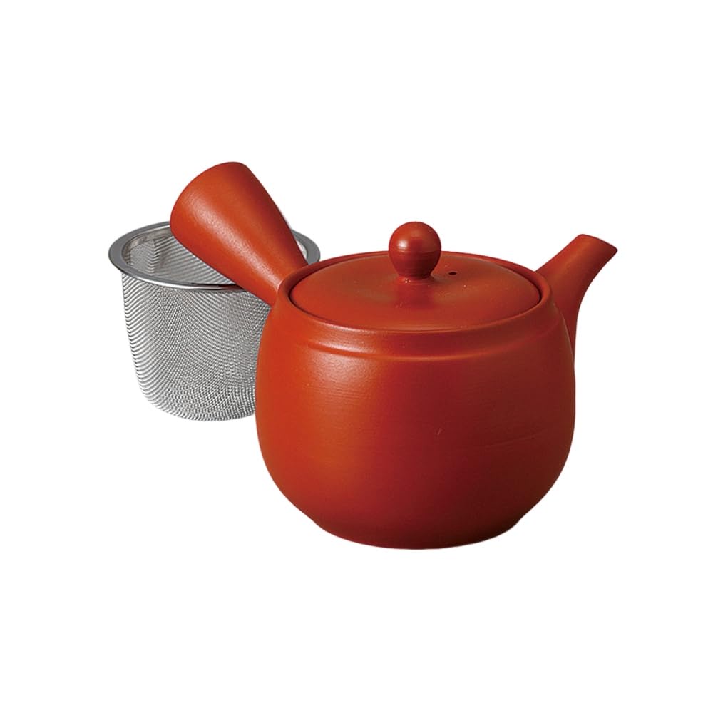 Ale-net Teapot Pot, 6.5 x 5.5 x 3.9 inches (16.5 x 14 x 10 cm), 13.5 fl oz (400 cc), Solid Color Tea Pot (with tea strainer), Ceramic (Earth) Tokoname Ware, Made in Japan, Fashionable
