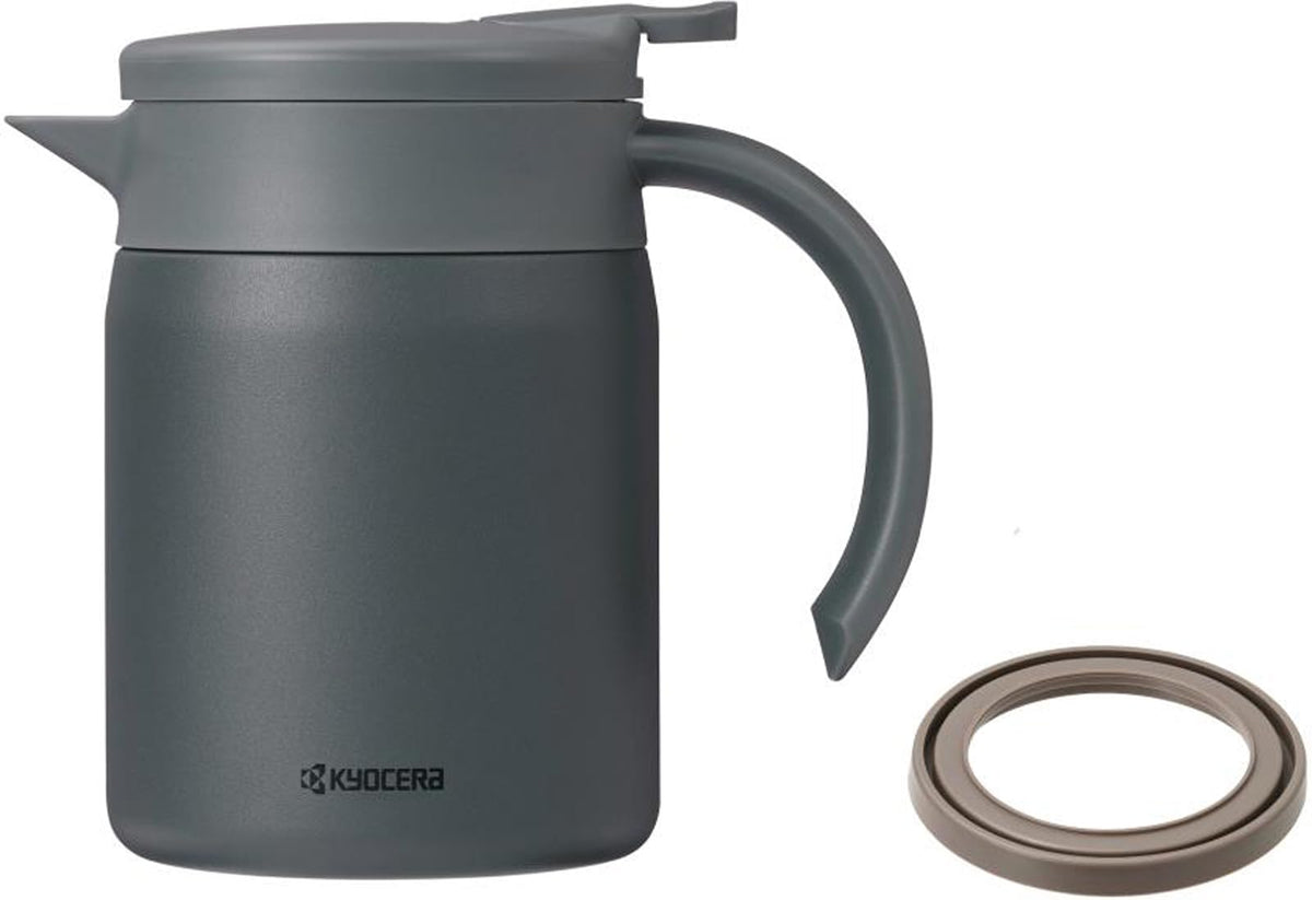Kyocera Vacuum Insulated Coffee Server, Replacement Parts, Gasket Set, Inner Ceramic Treatment, Thermal Insulation, Coffee, Tea, Hot Water, Hot Water, Split Ceramag, 20.3 fl oz (600 ml), Dark Gray
