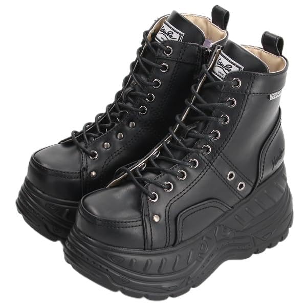 Yosuke 4460013 Women's Platform, Black, 25.0 cm