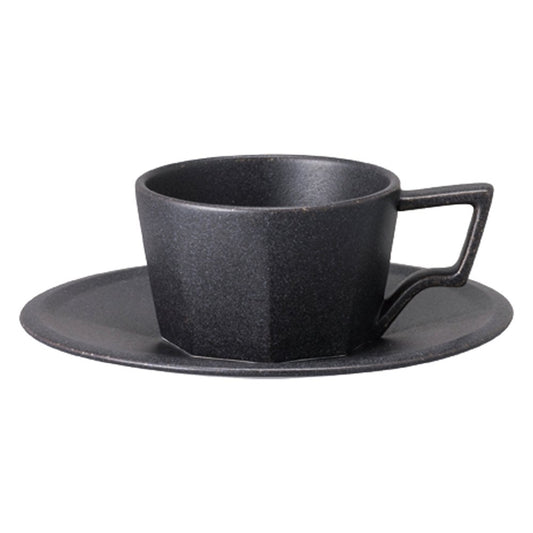 KINTO 28893 OCT Cup & Saucer, 2.8 fl oz (80 ml), Black, Microwave and Dishwasher Safe