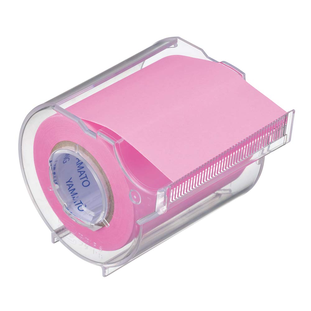 YAMATO Memoc Roll Tape, Extra Sticky Self-Stick Memo Paper Tape, with Tape Dispenser, 50mm x 10m, Pink, 1 ea. (PRK-50CH-RO)