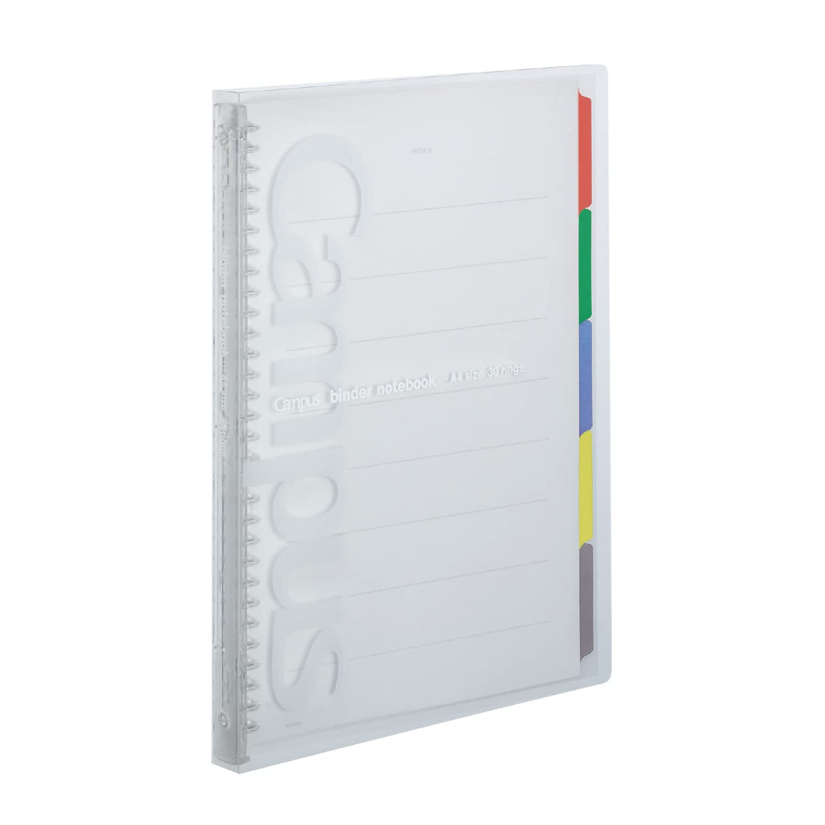 Kokuyo Campus Slide Binder with 5 Tab Dividers, Slim Type, A4, 30 Holes, Up to 65 Sheets, Transparent, Japan Import (RU-P173NT)