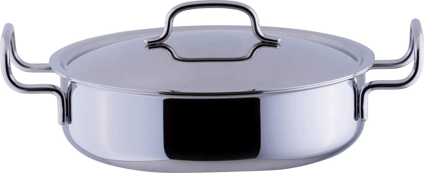 Miyazaki Seisakusho GEO-28S Geo Double Handed Pot, Shallow Type, 11.0 inches (28 cm), Made in Japan, Induction Compatible, All Heat Sources Compatible