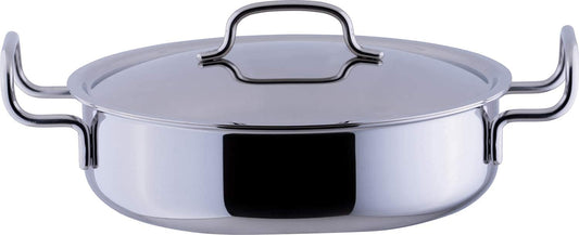 Miyazaki Seisakusho GEO-28S Geo Double Handed Pot, Shallow Type, 11.0 inches (28 cm), Made in Japan, Induction Compatible, All Heat Sources Compatible