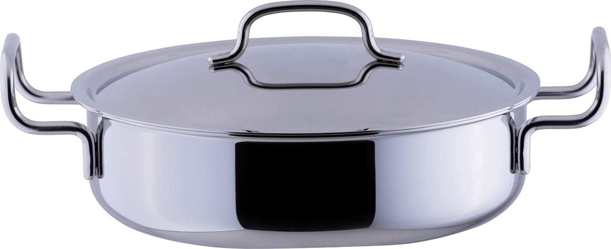 Miyazaki Seisakusho GEO-22S Geo Double Handed Pot, Shallow Type, 8.7 inches (22 cm), Made in Japan, Induction Compatible, All Heat Sources Compatible